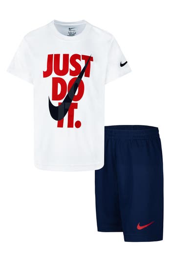 Nike Just Do It T-shirt & Shorts Set In Midnight Navy