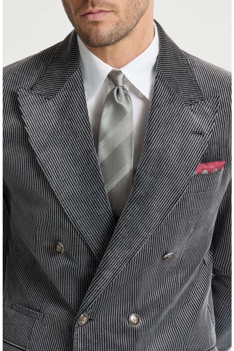 Striped silk tie, Alternate, color, Pearl Grey