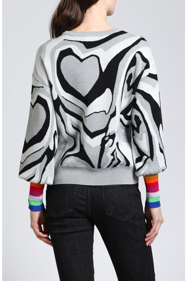 Swirl Heart Sweater, Alternate, color, GREY MULTI