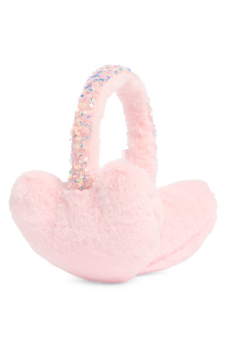 Capelli New York Kids' Sequin Faux Fur Earmuffs & Gloves Set, Alternate, color, Pink