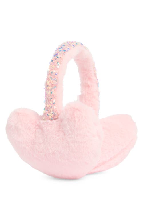 Capelli New York Kids' Sequin Faux Fur Earmuffs & Gloves Set In Pink