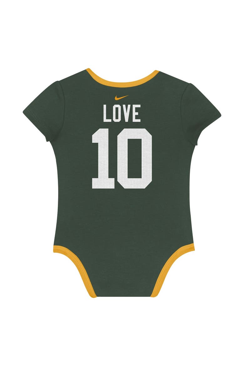 Newborn & Infant Nike Jordan Love Green Bay Packers Name & Number 3-Pack Bodysuit Set, Alternate, color, Green