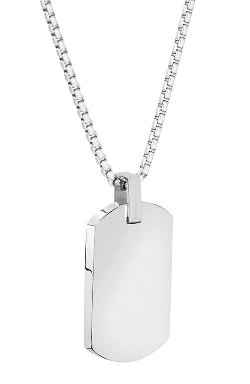 Geoffrey Beene Stainless Steel Dog Tag Pendant Necklace
