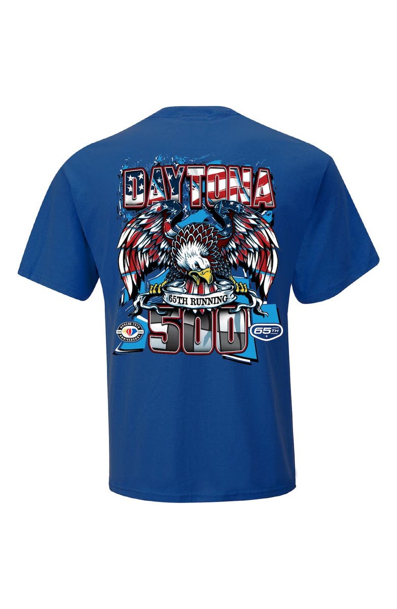 CHECKERED FLAG Men's Checkered Flag Royal 2023 Daytona 500 Two Spot Knit Patriotic Eagle T-Shirt, Alternate, color, 