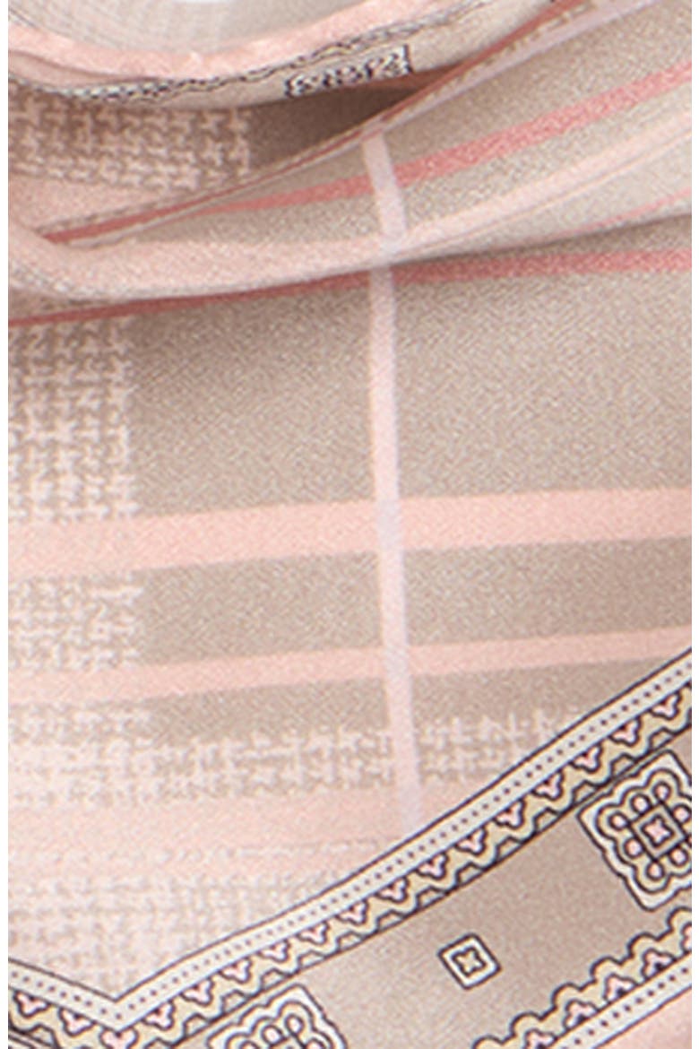 Volta Check Organic Silk Triangle Scarf, Alternate, color, PINK/ TAUPE