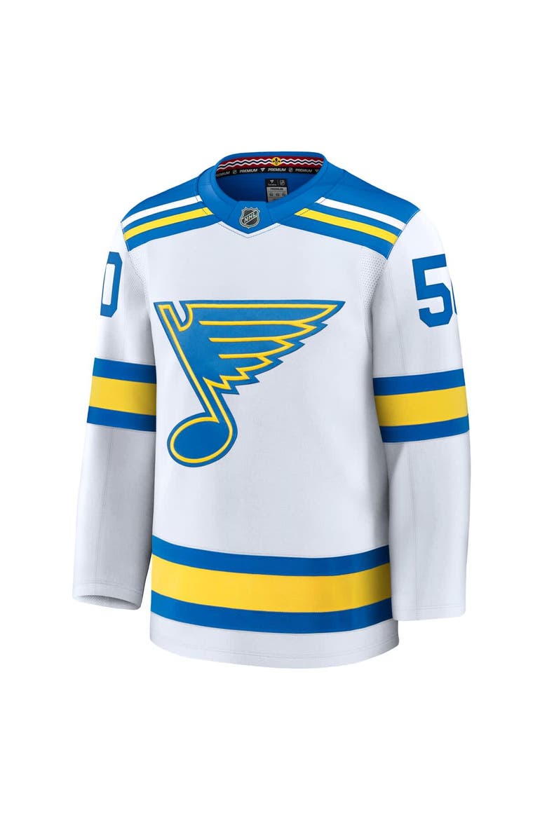 Men's Fanatics Jordan Binnington White St. Louis Blues Away Premium Player Jersey, Alternate, color, White