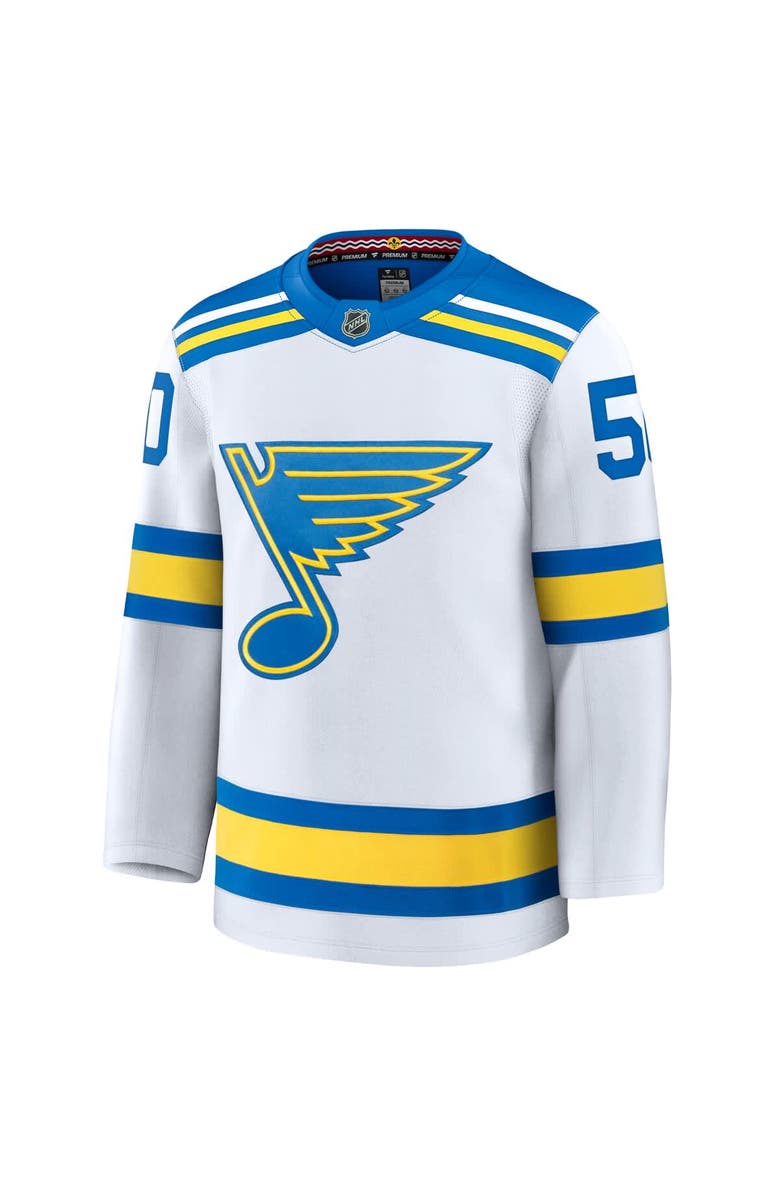 FANATICS Men's Fanatics Jordan Binnington White St. Louis Blues Away Premium Player Jersey, Alternate, color, White
