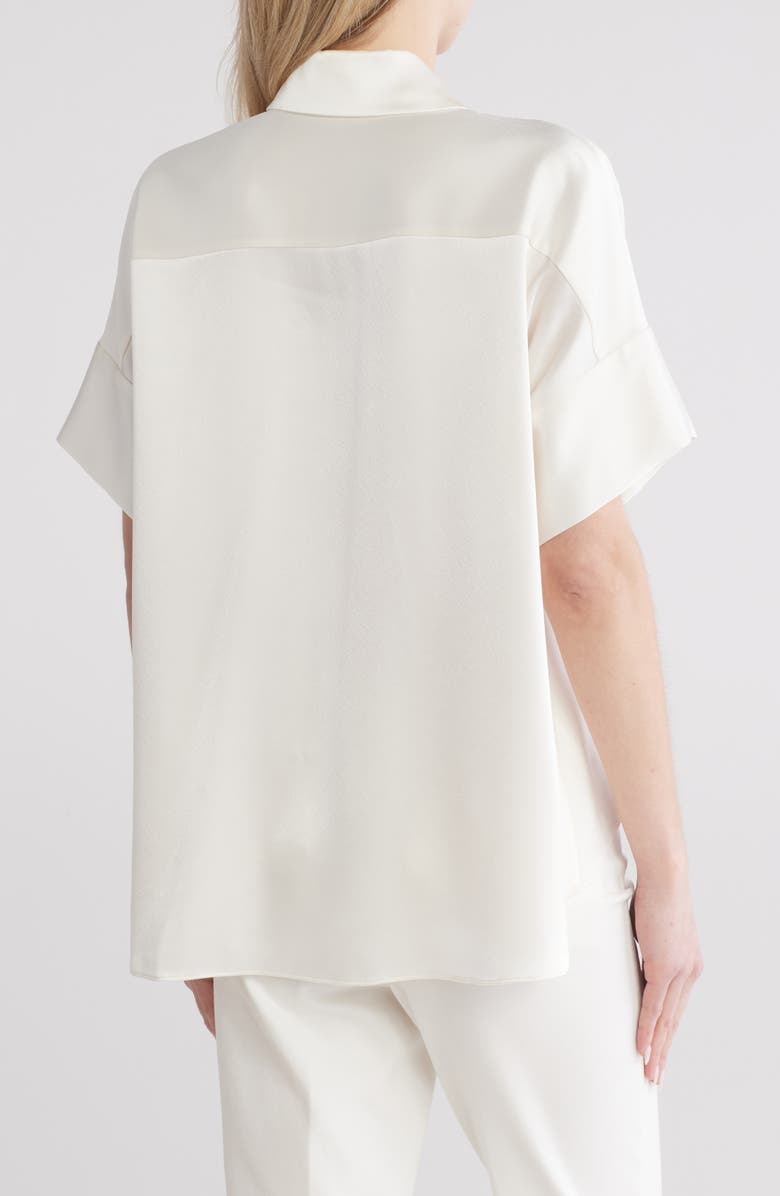 Alice + Olivia Edythn Short Sleeve Drapey Button-Up Shirt, Alternate, color, 