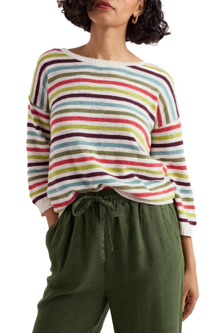 Knavock Stripe Organic Cotton & Linen Sweater, Main, color, MINI CORNISH CARNELIAN MULTI