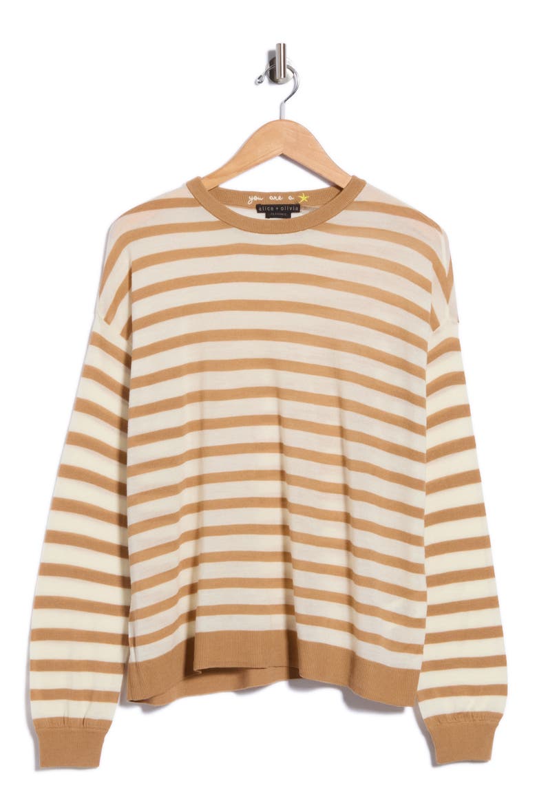 Mitchell Relaxed Wool Sweater, Main, color, SOFT WHITE/ PRALINE