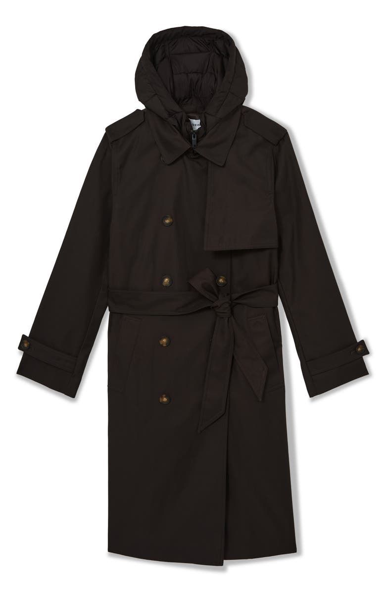 Reiss Azura Hooded Double Breasted Trench Coat, Alternate, color, Chocolate Brown