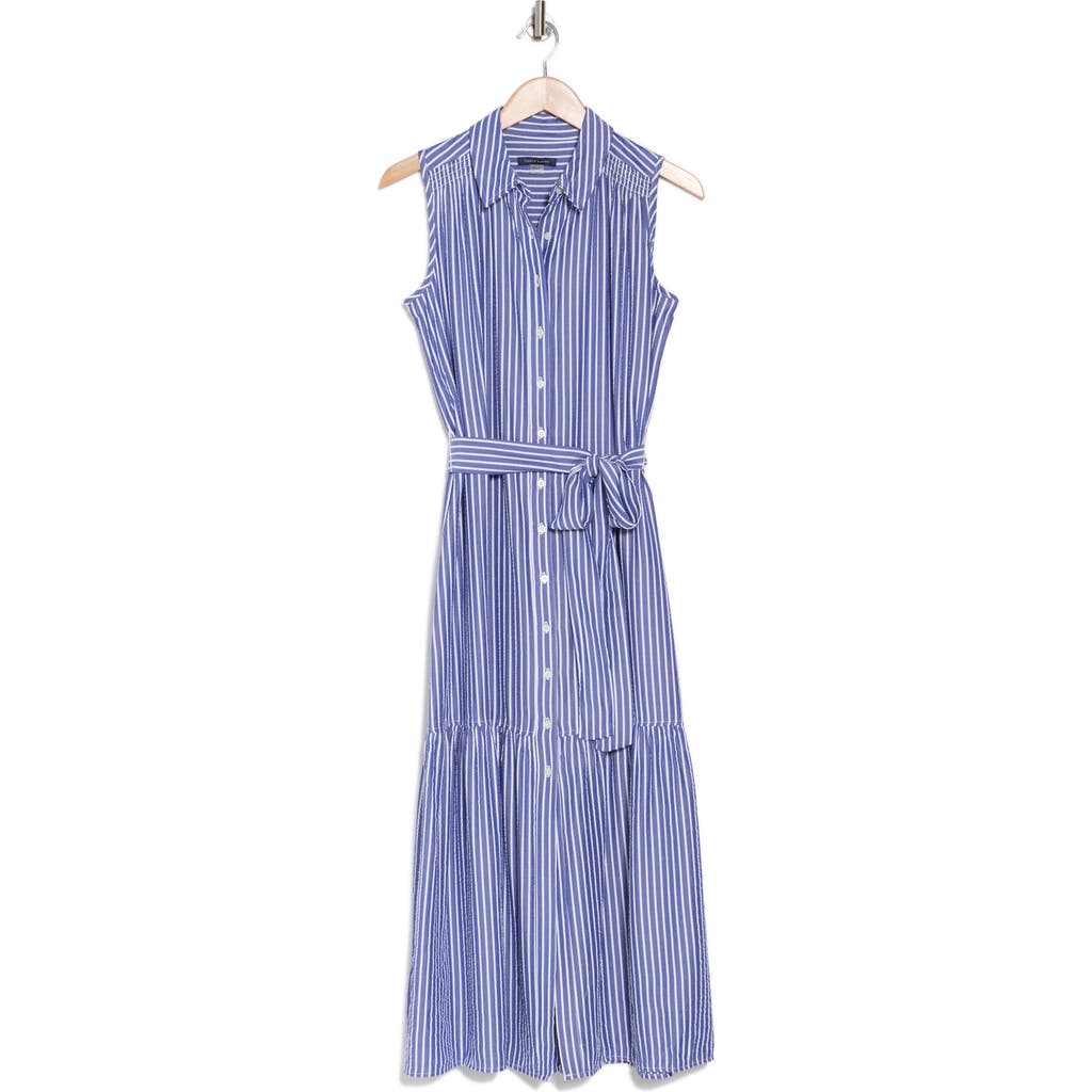 Tommy Hilfiger Stripe Sleeveless Maxi Shirtdress In Ultramarine/bright White