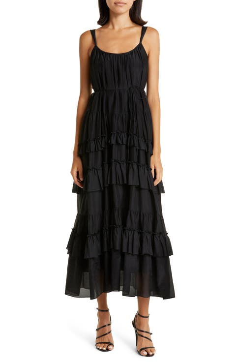 Kandra Ruffle Tiered Cotton & Silk Blend Dress