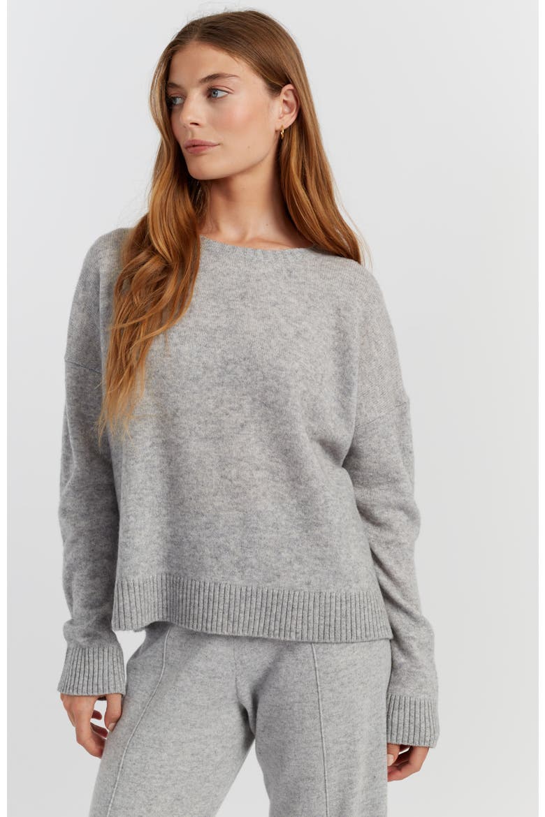 Lightweight Wool-Cashmere Relaxed Sweater, Main, color, Light Grey