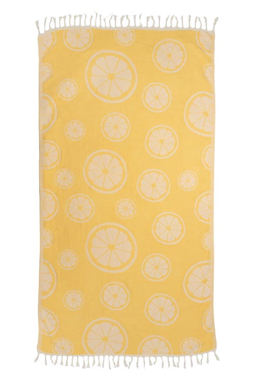 Infusezen Citrus Lemon Organic Cotton Reversible Turkish Towel In Yellow