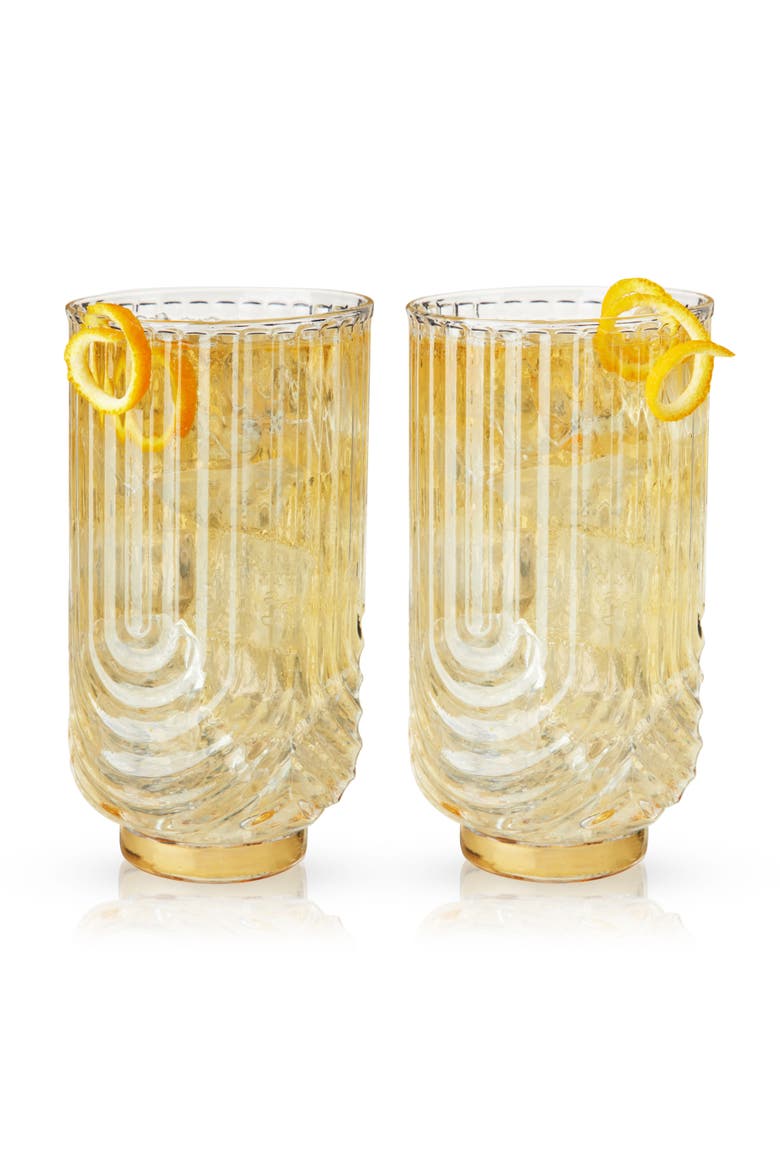 Deco Gatsby Highball Glasses Set of 2, Alternate, color, Clear