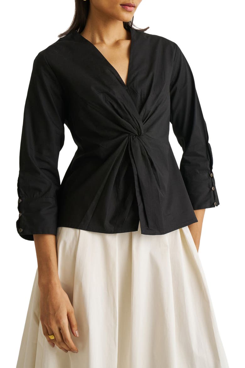 Front Twist Top, Alternate, color, Black