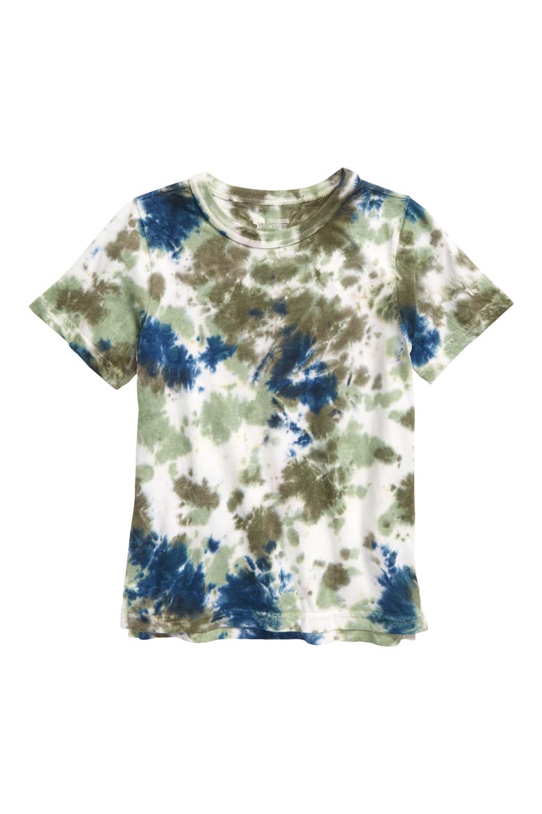 Kids' Relaxed Tie Dye T-Shirt, Main, color, GREEN HEDGE TIE DYE