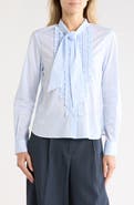TWP Connor Ruffle Cotton Shirt with Tie