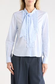 TWP Connor Ruffle Cotton Shirt with Tie
