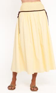 Petal & Pup Orielle Smocked Waist Cotton Midi Skirt