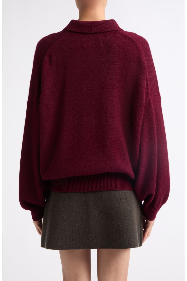 Etta Cashmere Polo Sweater, Alternate, color, DEEP PLUM
