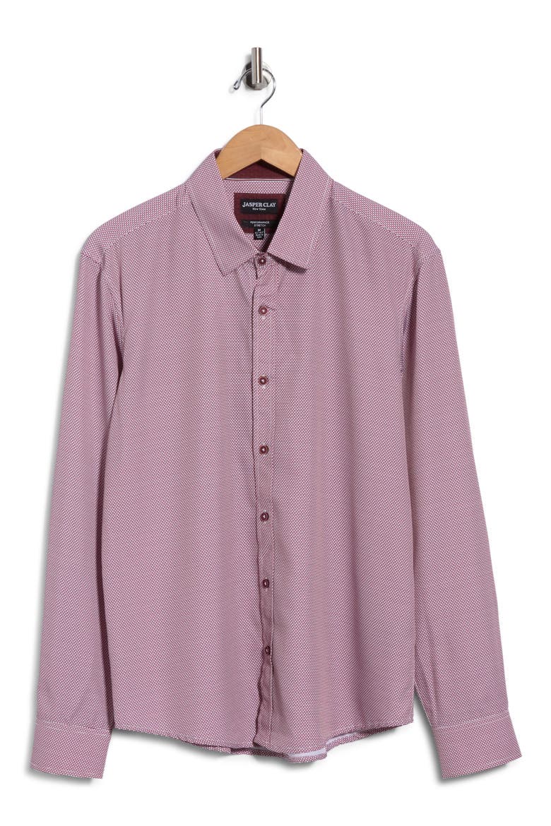 Printed Stretch Shirt, Alternate, color, BURG