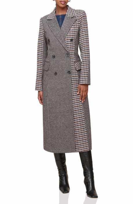 Avec Les Filles Colorblock Houndstooth Double Breasted Coat