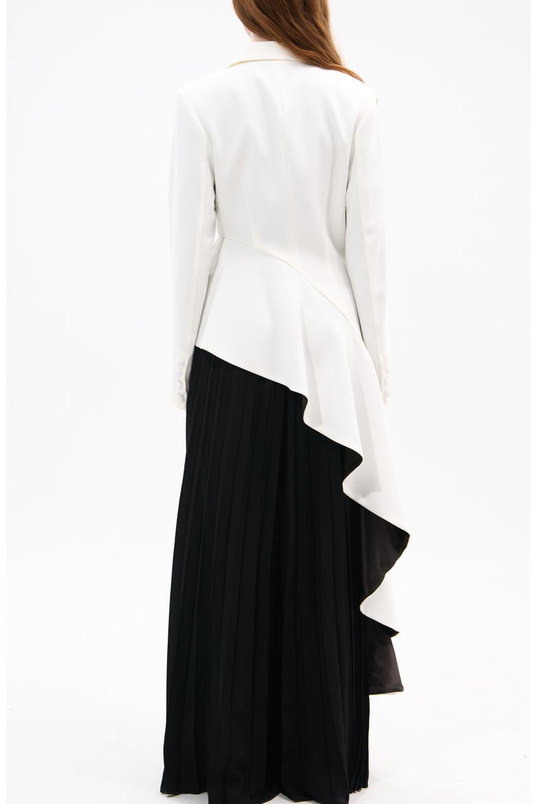 Asymmetric Statement Blazer, Alternate, color, WHITE BLACK
