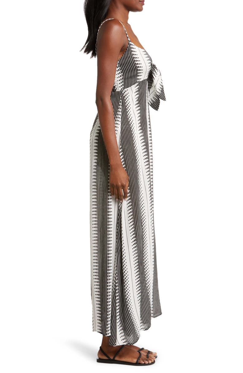 Elan Cutout Tie Front Maxi Cover-Up Sundress, Alternate, color, Black/White Kenya