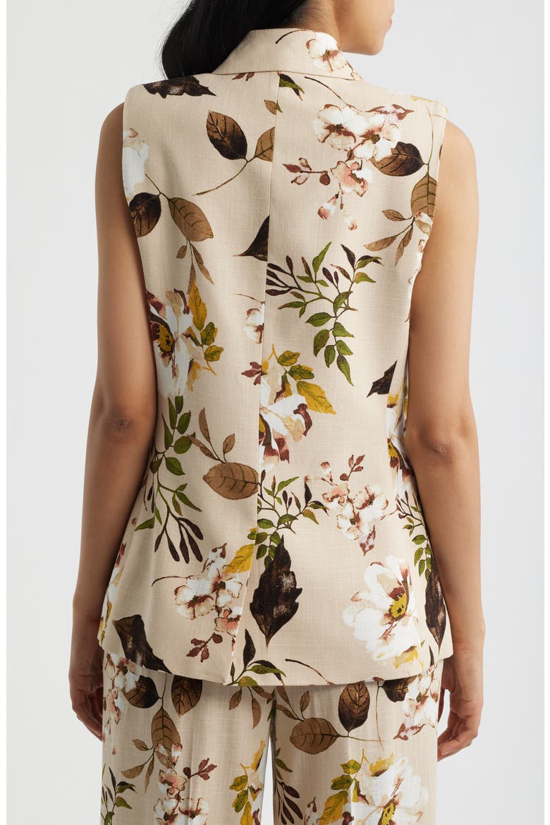 Foliage Print Vest, Alternate, color, SAND FLORAL