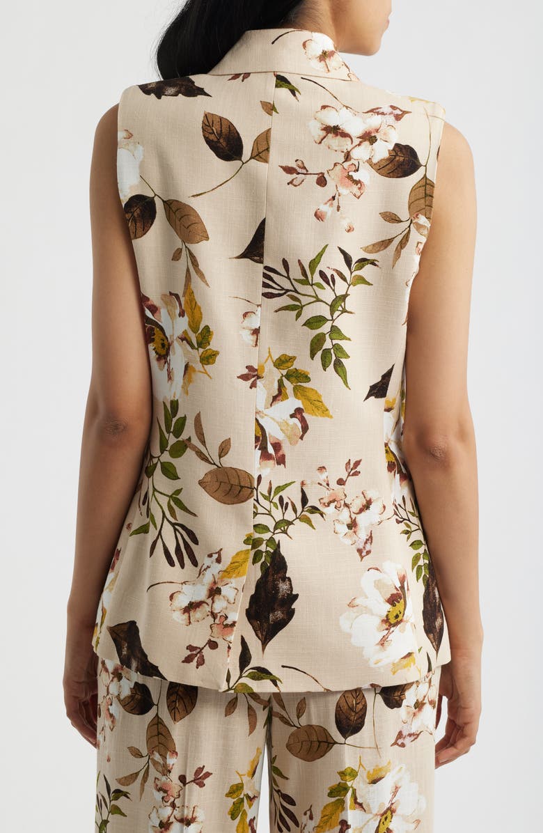 Tahari ASL Foliage Print Vest, Alternate, color, Sand Floral