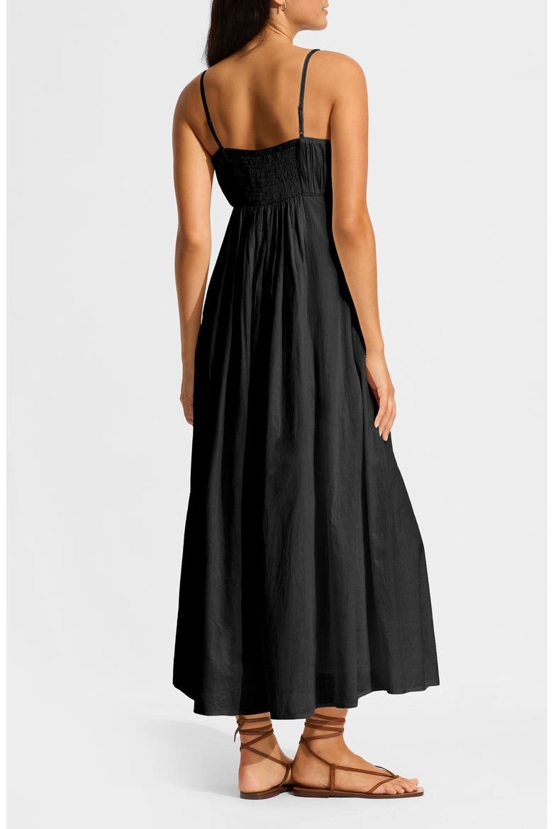 Piped Organic Cotton Cover-Up Dress, Alternate, color, BLACK