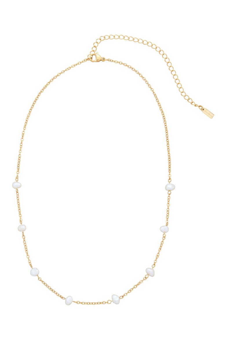 Freshwater Pearl Station Necklace, Main, color, GOLD-WHITE