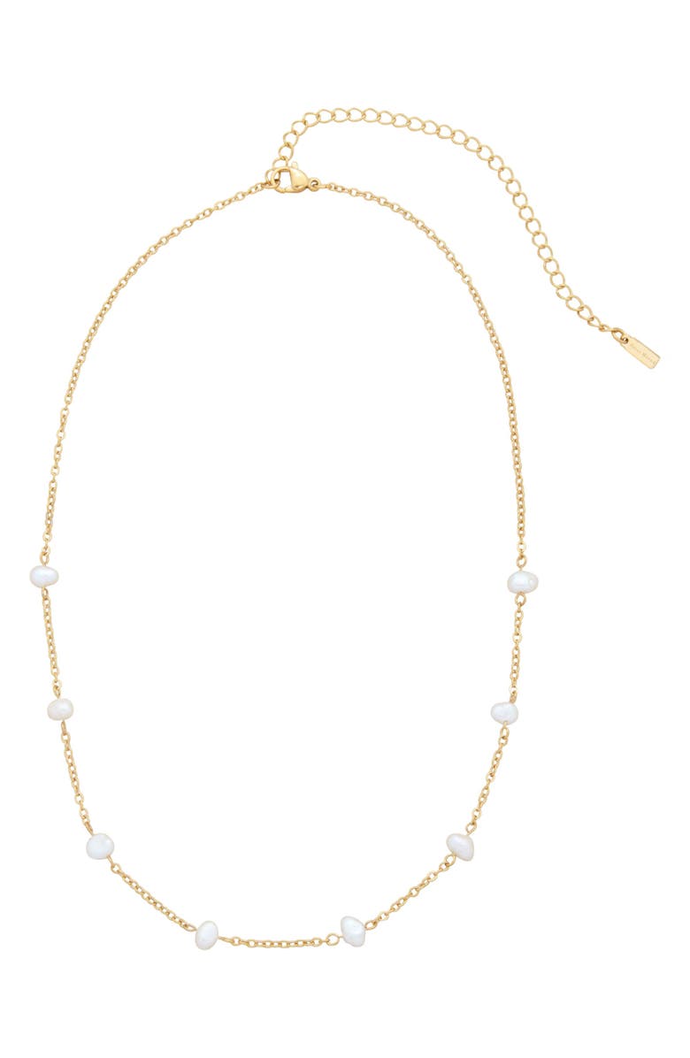 st. Moran Freshwater Pearl Station Necklace, Main, color, Gold-White