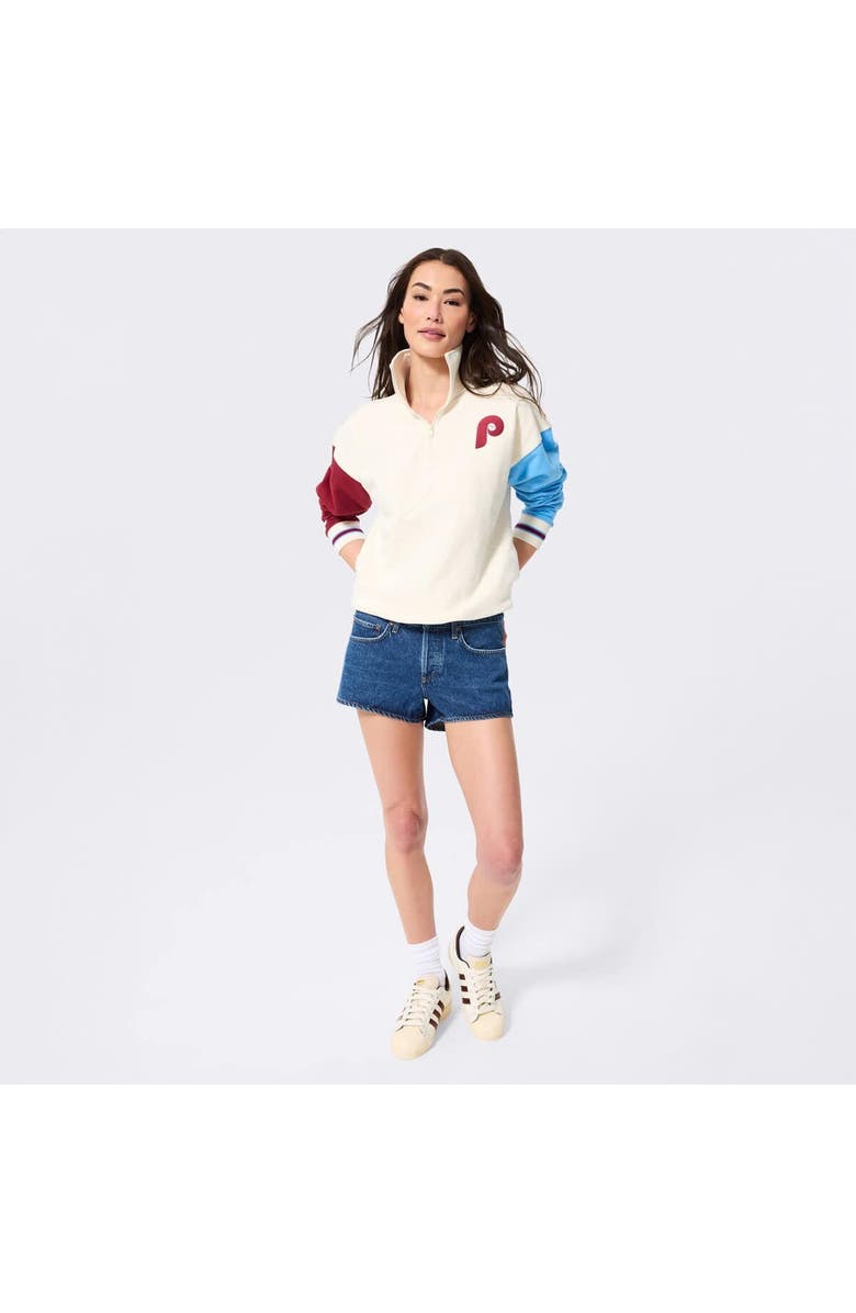 Terez Women's Terez  Cream Philadelphia Phillies Colorblock Quarter-Zip Pullover, Alternate, color, Cream