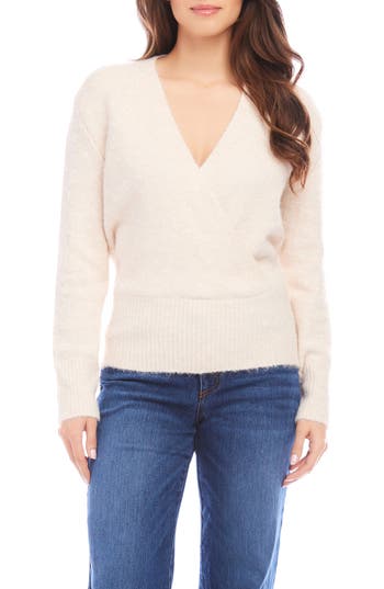 Karen Kane Wrap Sweater In Ivory