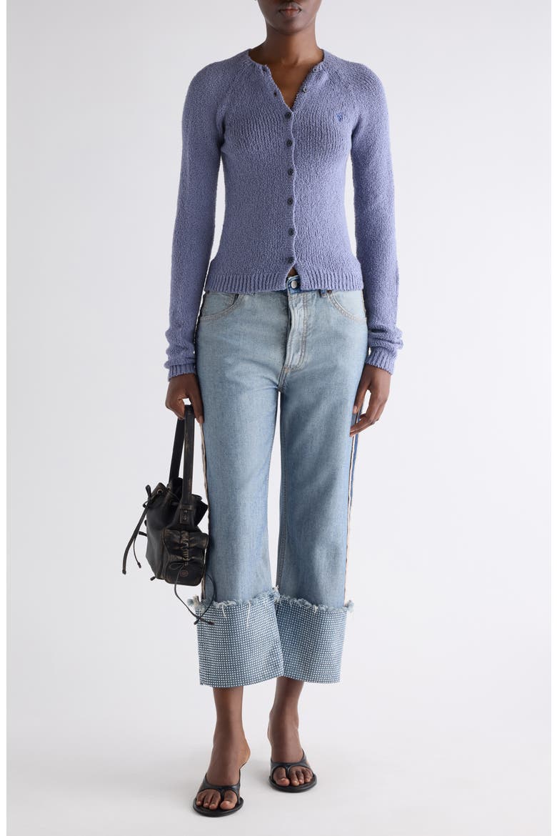 Bouclé Rib Cardigan, Alternate, color, STEEL BLUE