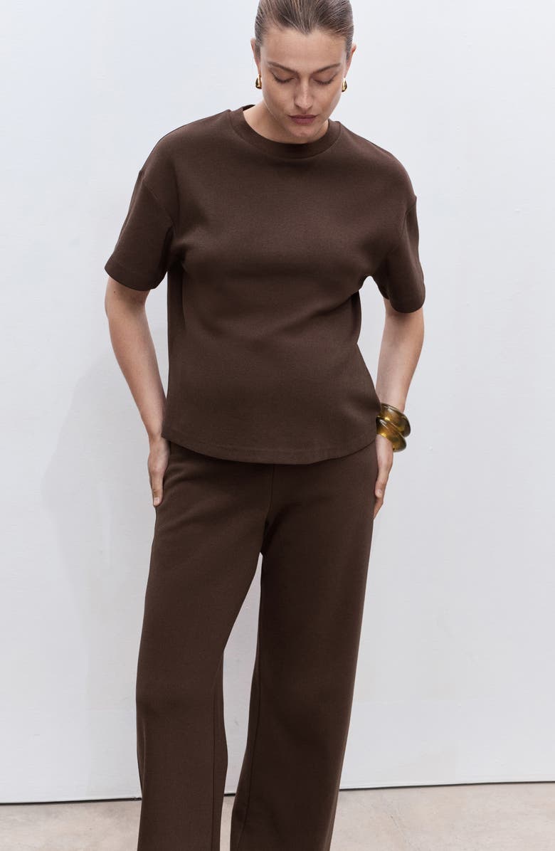 MANGO Cotton Blend Wide Leg Maternity Pants, Alternate, color, 