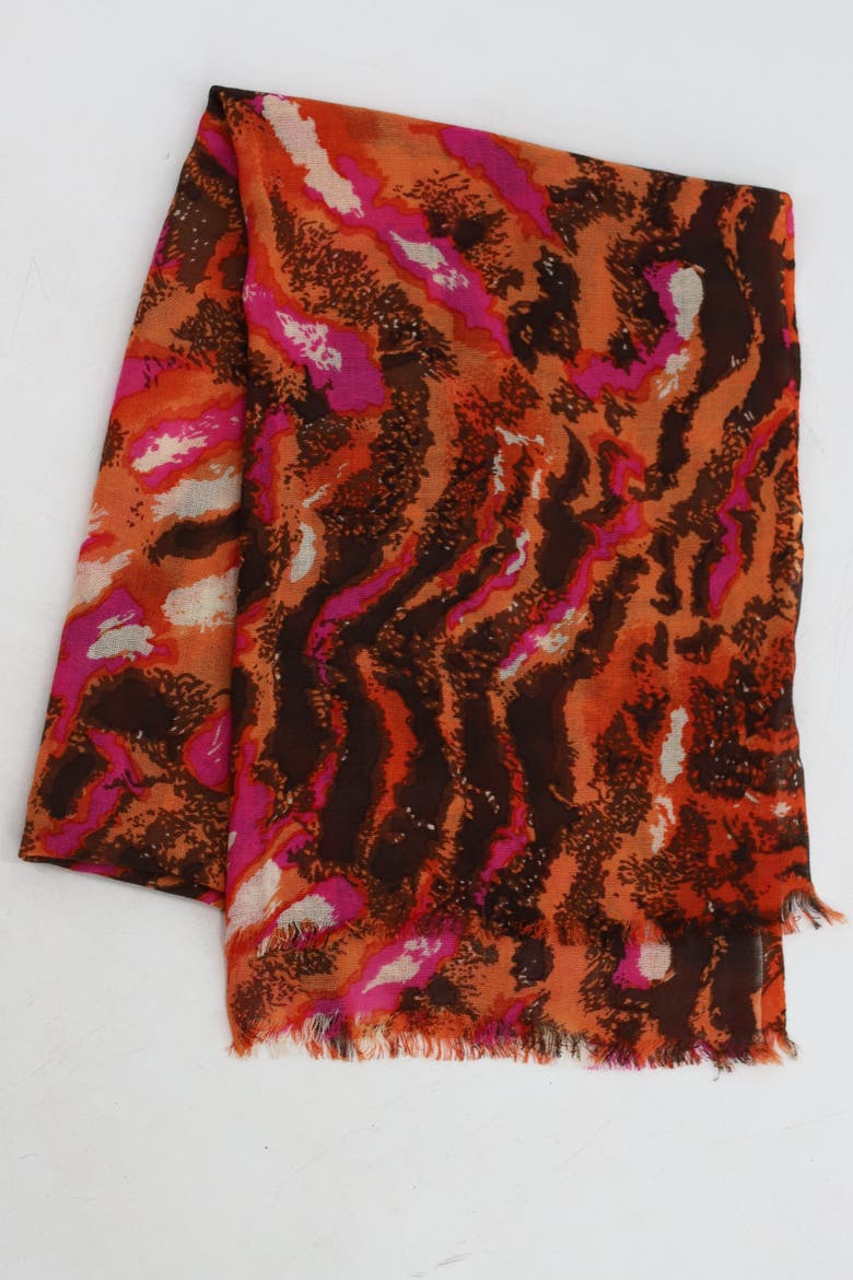 Abstract Print Scarf, Alternate, color, Orange