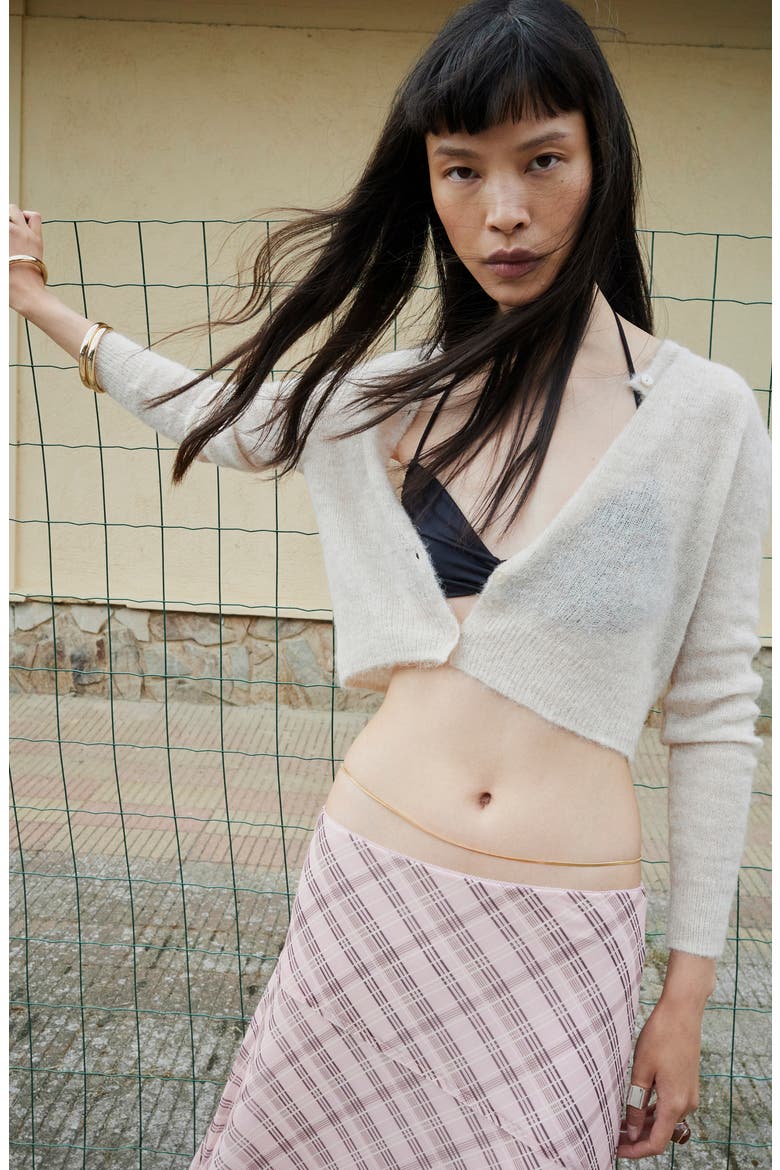 Checked Asymmetric Skirt, Alternate, color, PINK