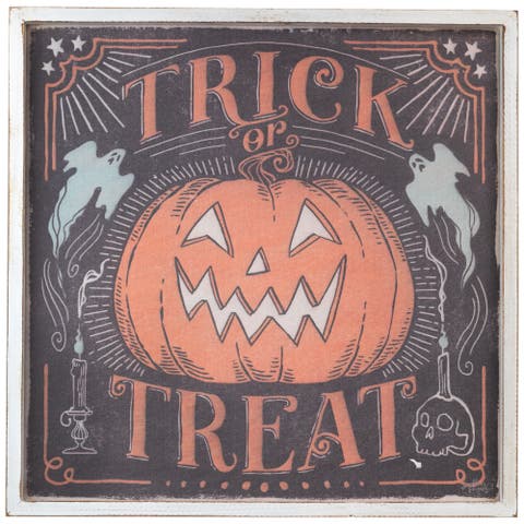 Trick or Treat Jack-O-Lantern Halloween Wall Sign - 18.75"
