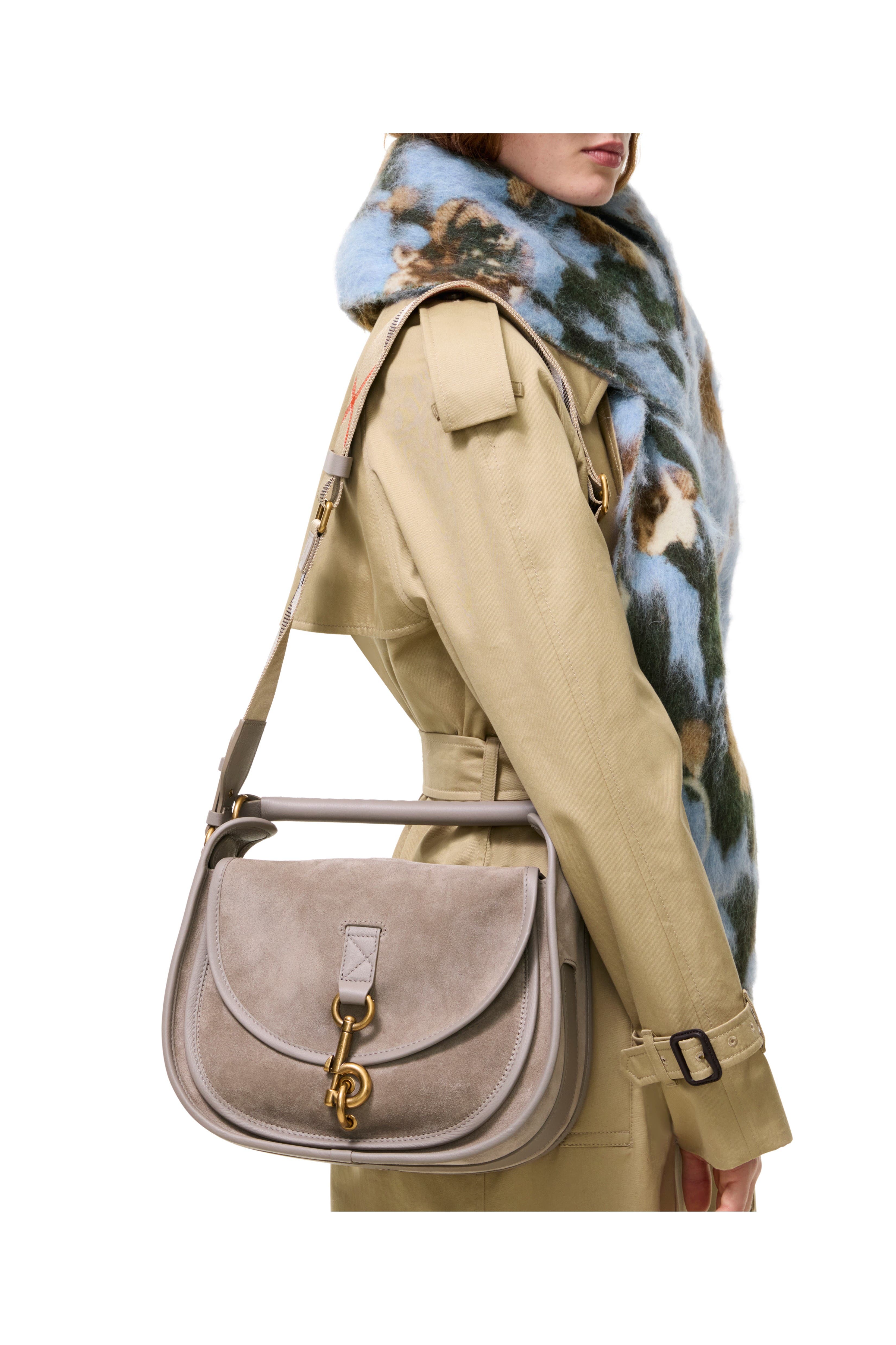 Small B Clip Messenger Bag, Alternate, color, Taupe brown