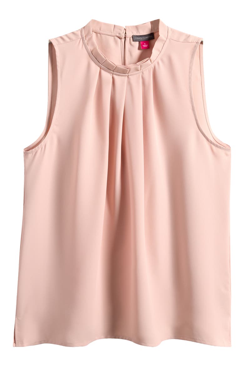 Pleated Mock Neck Woven Top, Alternate, color, SEPIA ROSE