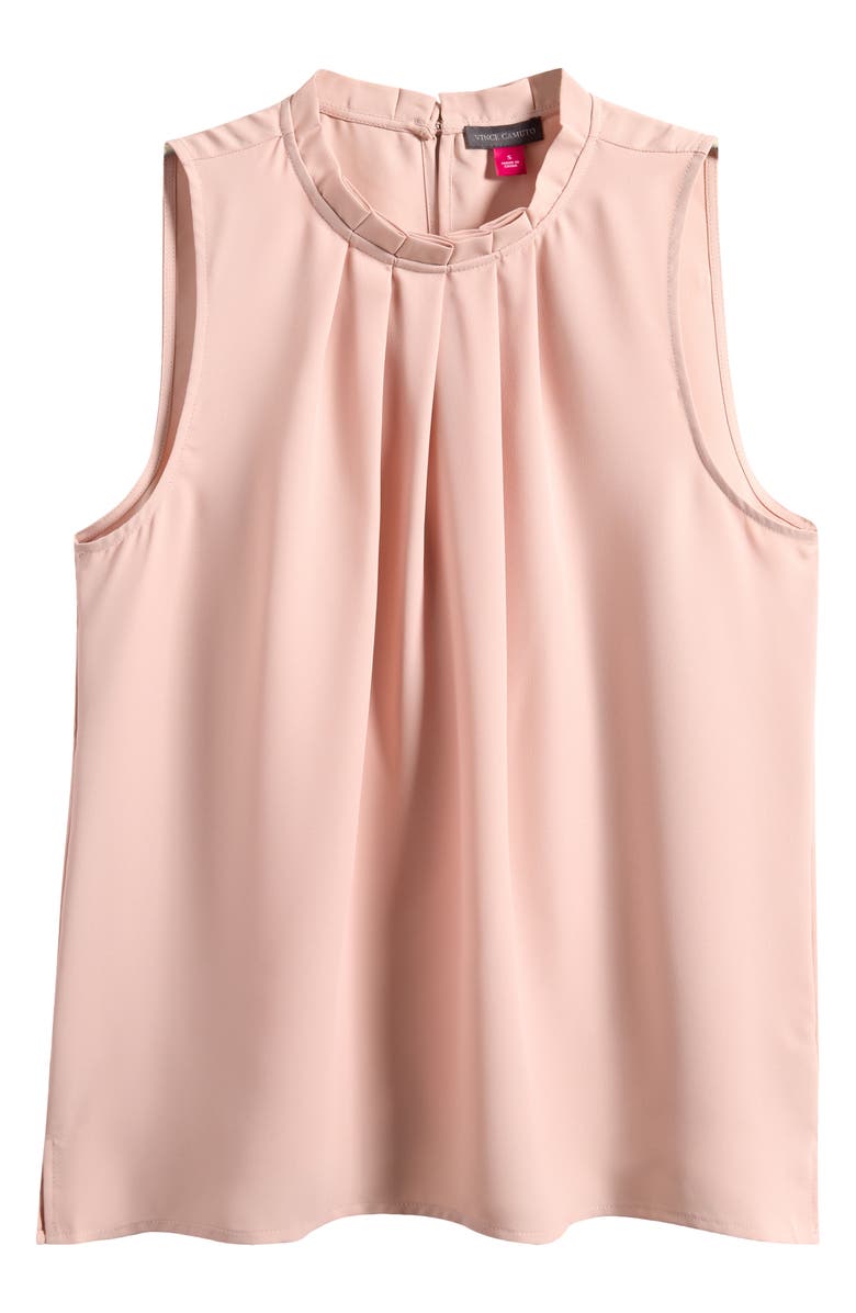 Vince Camuto Pleated Mock Neck Woven Top, Alternate, color, Sepia Rose