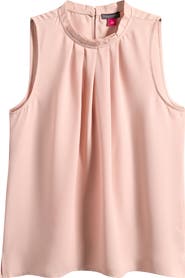 Vince Camuto Pleated Mock Neck Woven Top