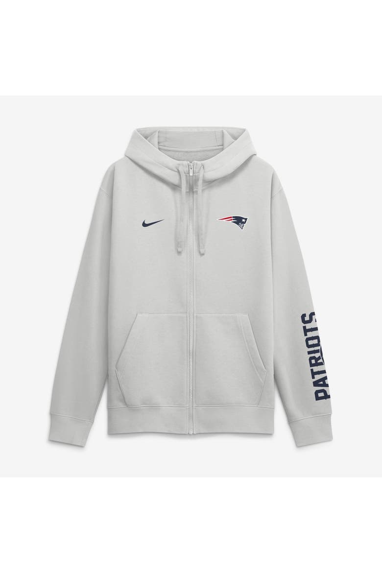 Men's Nike Gray New England Patriots Cool Down Club Full-Zip Hoodie, Main, color, Gray