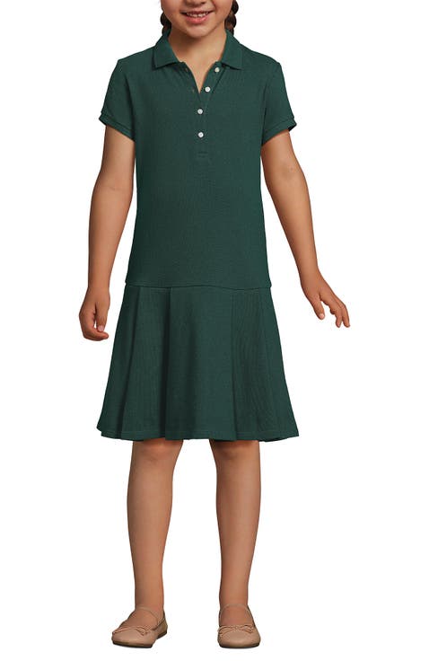 School Uniform Girls Short Sleeve Mesh Pleated Polo Dress