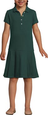 Lands' End School Uniform Girls Short Sleeve Mesh Pleated Polo Dress