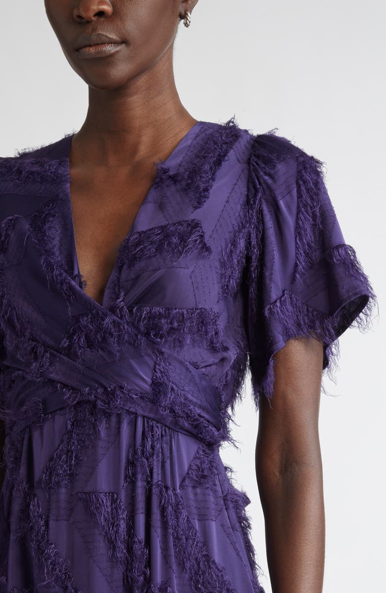 ST. JOHN Christy Geometric Fil Coupé Faux Wrap Dress, Alternate, color, Deep Purple